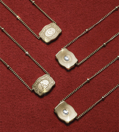 SpurWest Ultra Mini Buckle Initial Necklaces- Gold