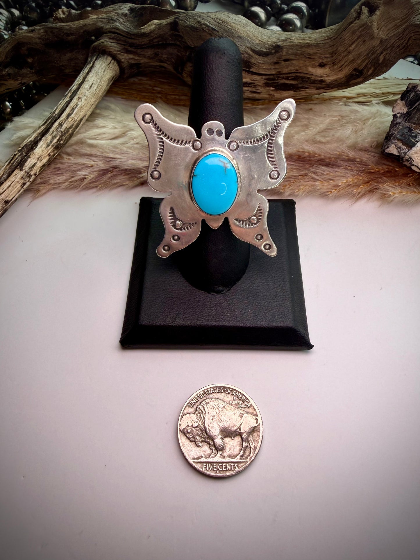 Prince Turquoise Butterfly Ring- Adjustable