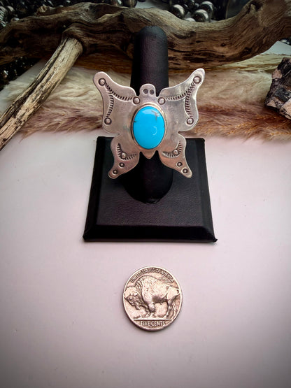Prince Turquoise Butterfly Ring- Adjustable