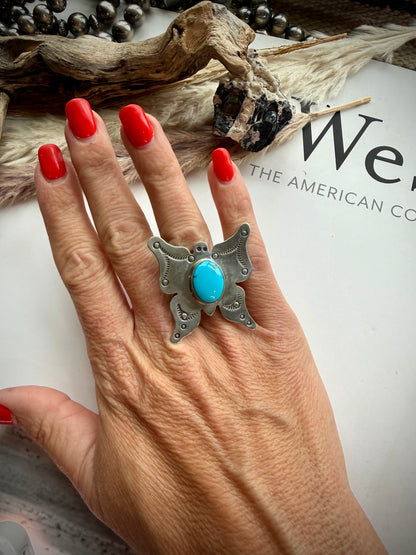 Prince Turquoise Butterfly Ring- Adjustable