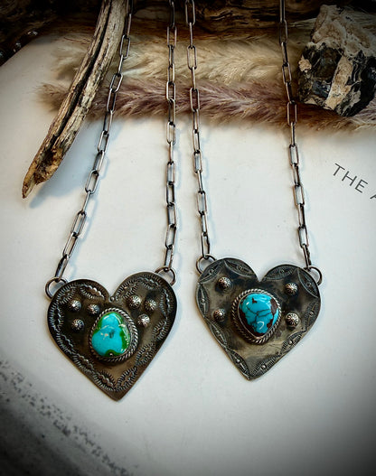 Gilbert Platero Stamped Heart Necklaces