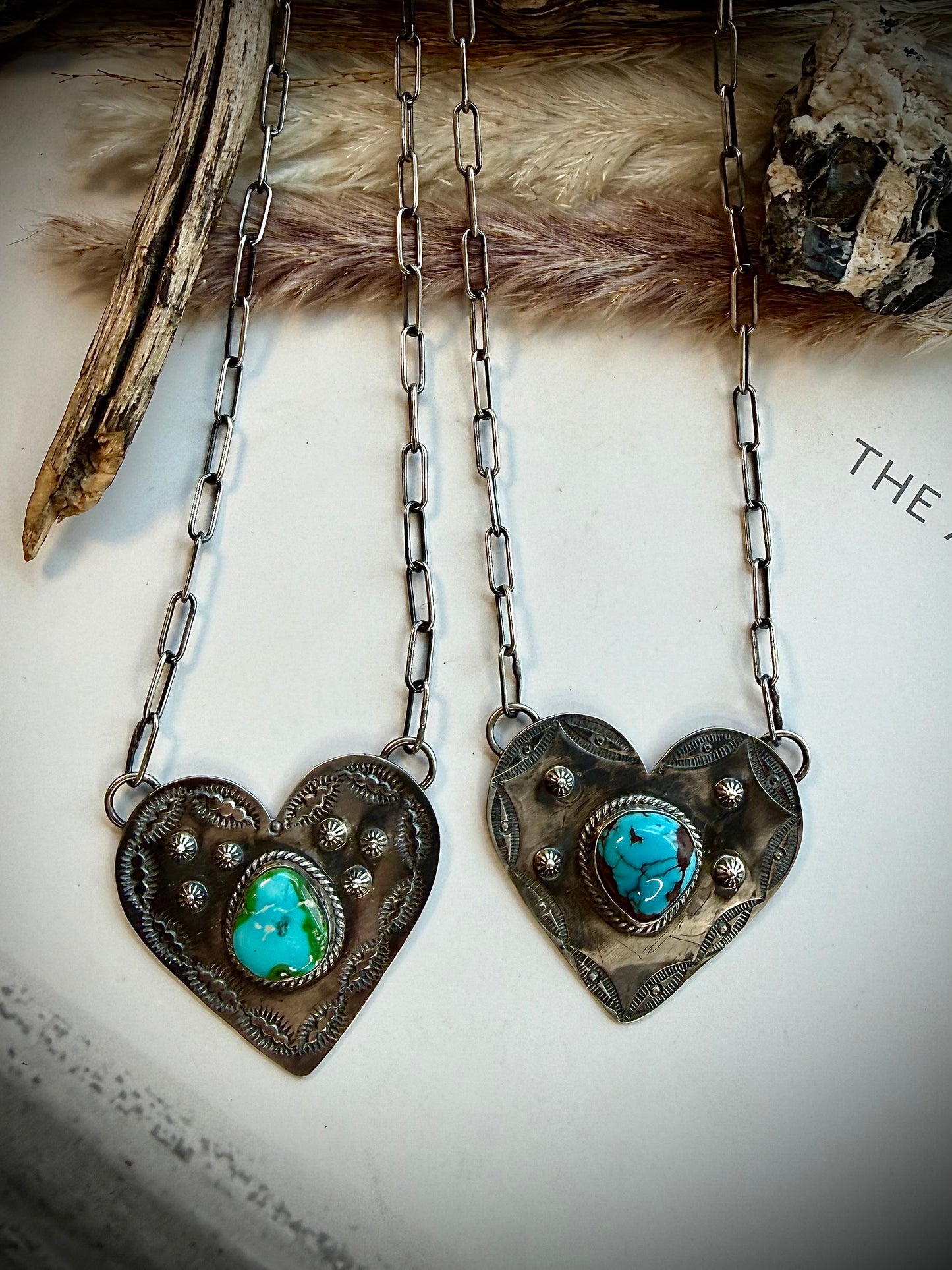 Gilbert Platero Stamped Heart Necklaces