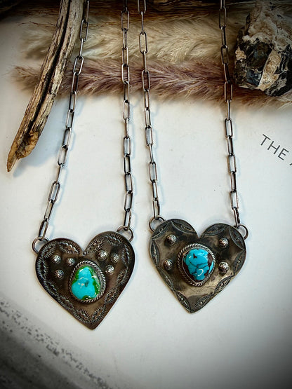 Gilbert Platero Stamped Heart Necklaces