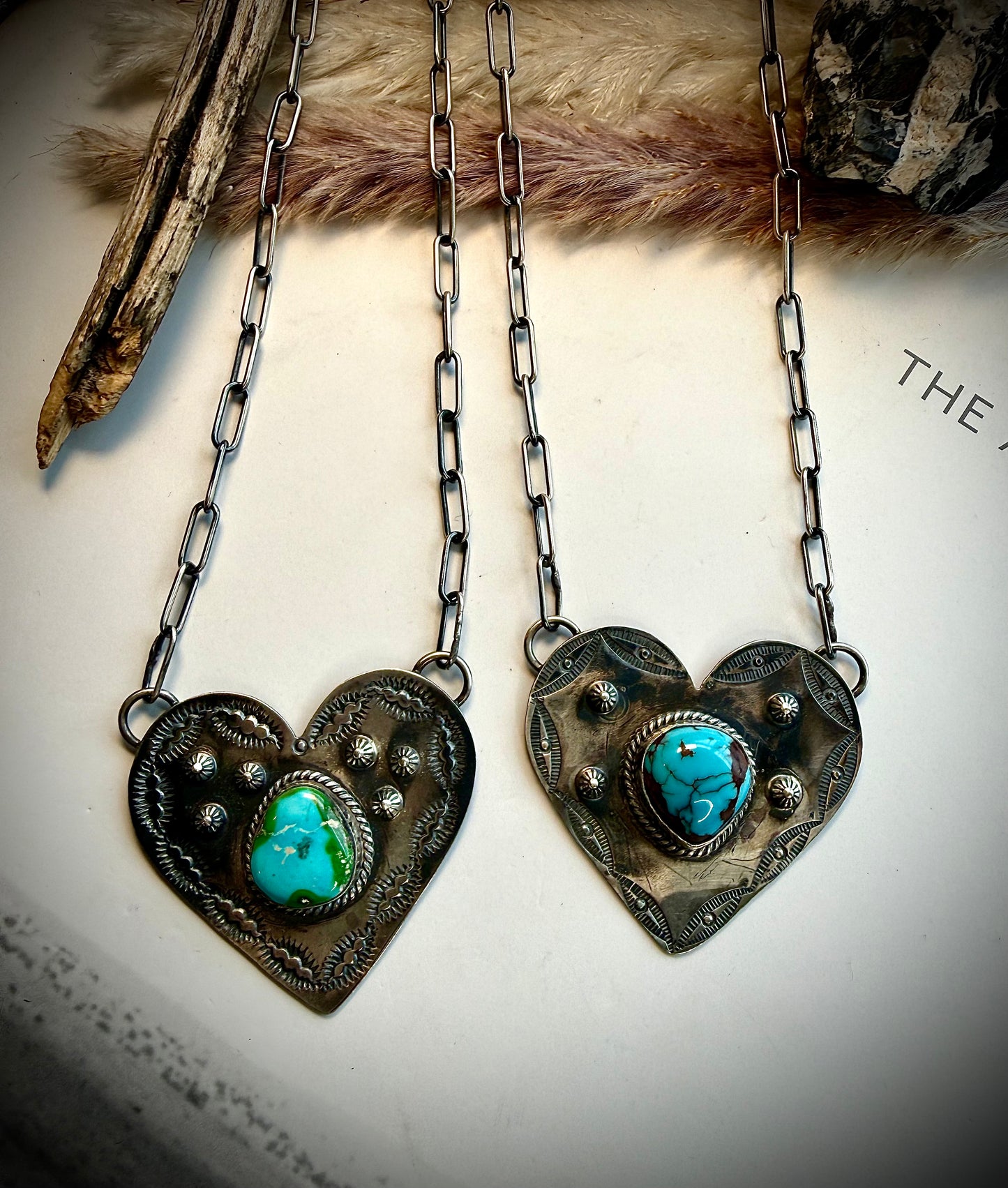 Gilbert Platero Stamped Heart Necklaces