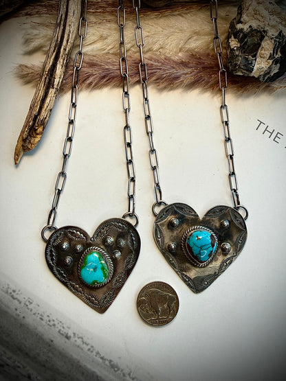Gilbert Platero Stamped Heart Necklaces