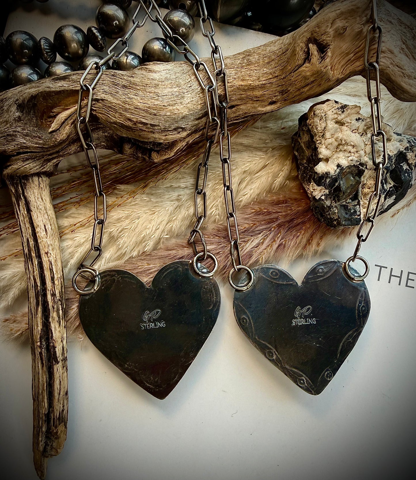 Gilbert Platero Stamped Heart Necklaces