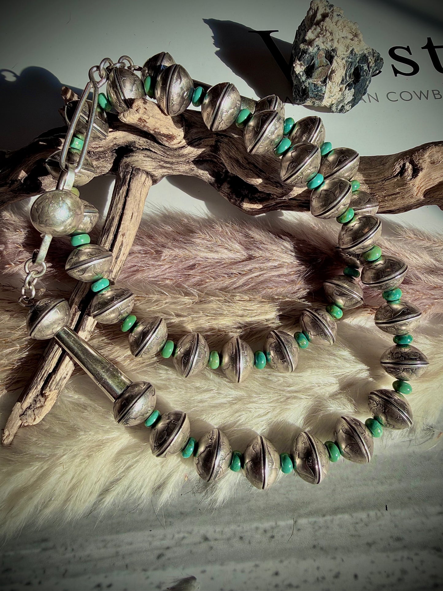 27" James McCabe Mercury Dime Necklace with Green Turquoise