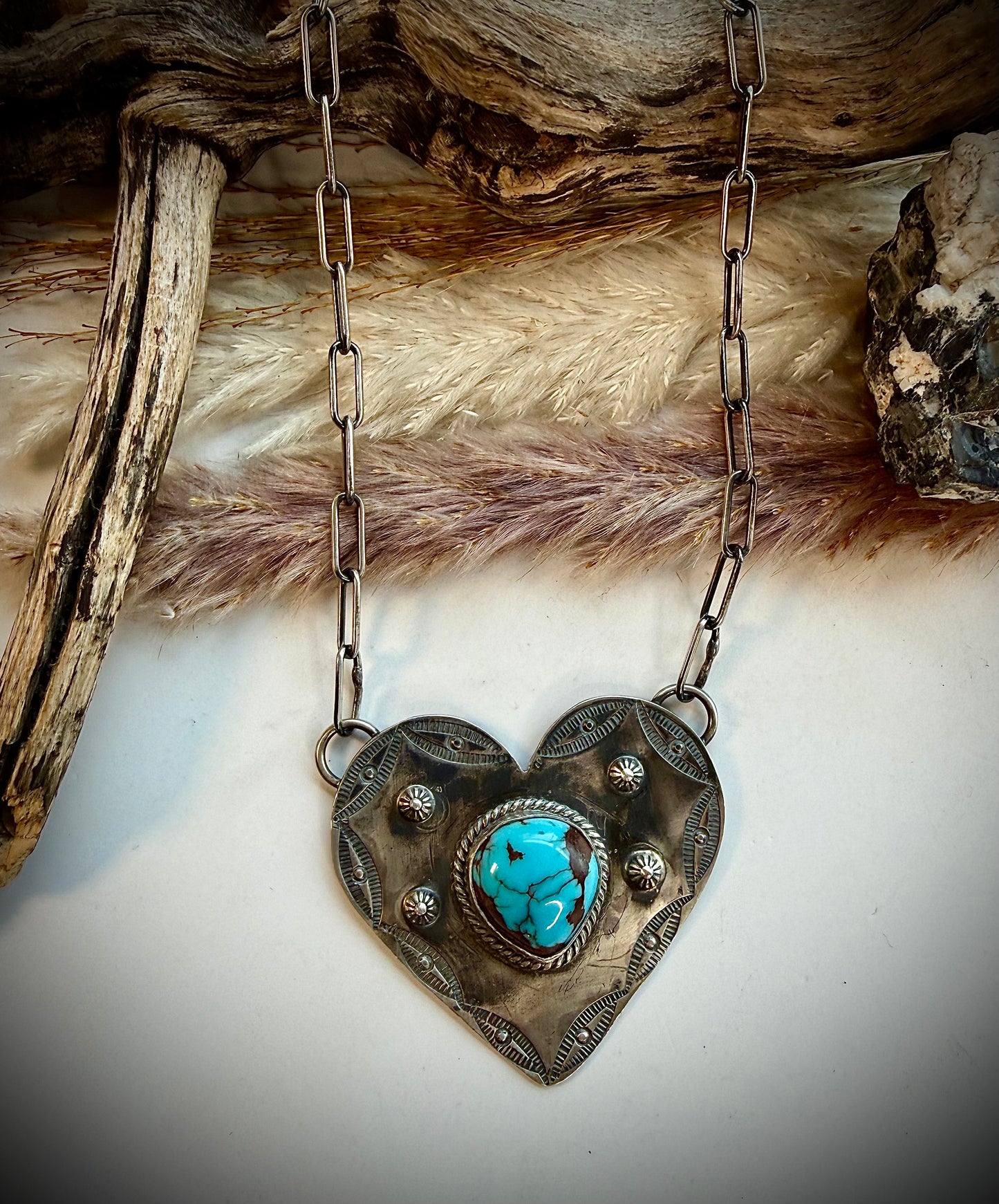 Gilbert Platero Stamped Heart Necklaces