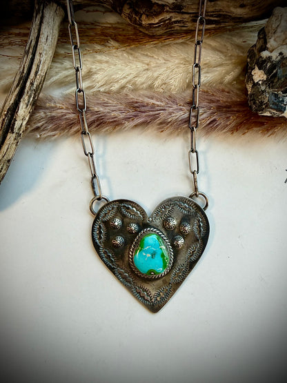 Gilbert Platero Stamped Heart Necklaces