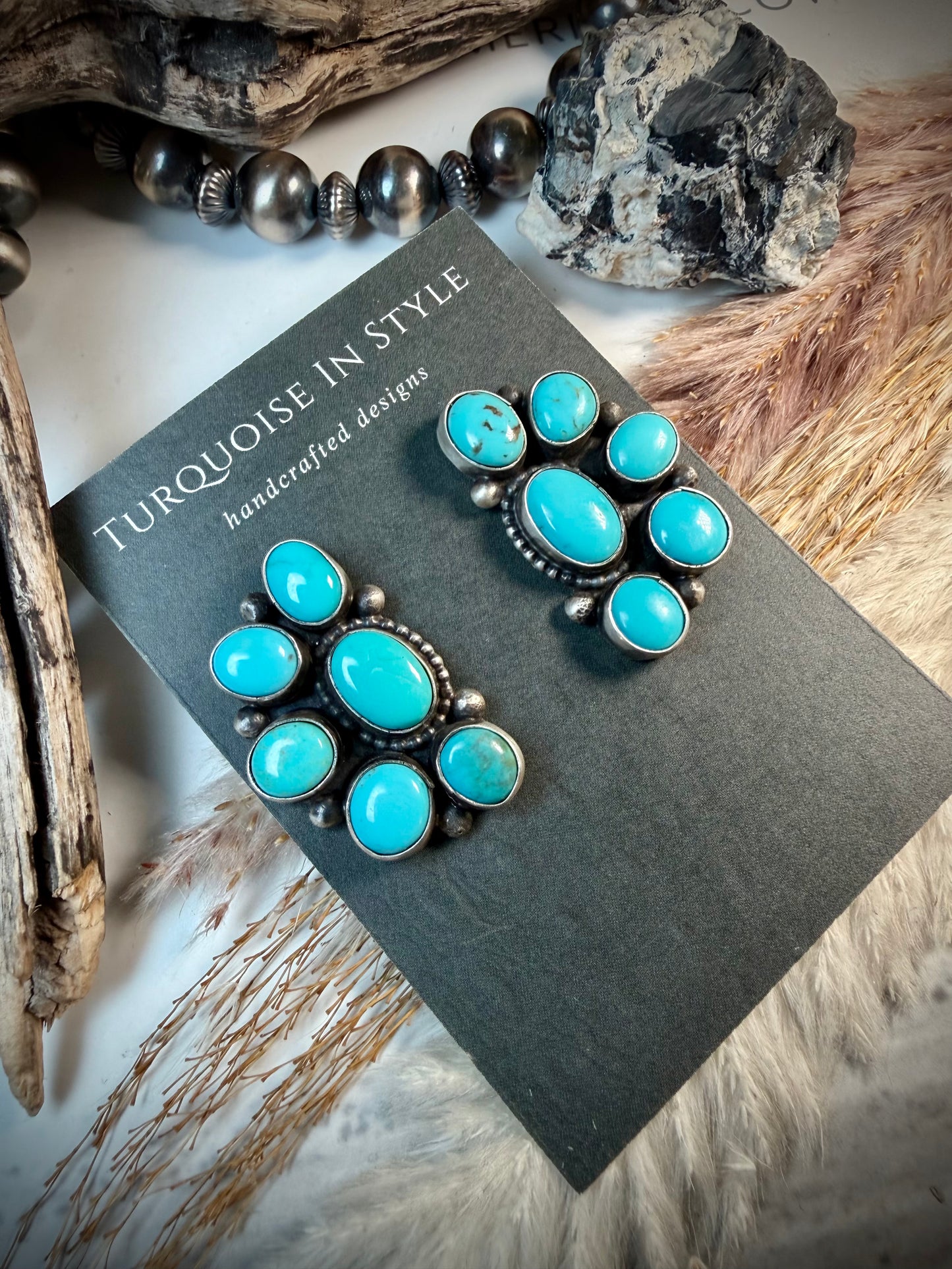 Bright Blue Cluster Earrings