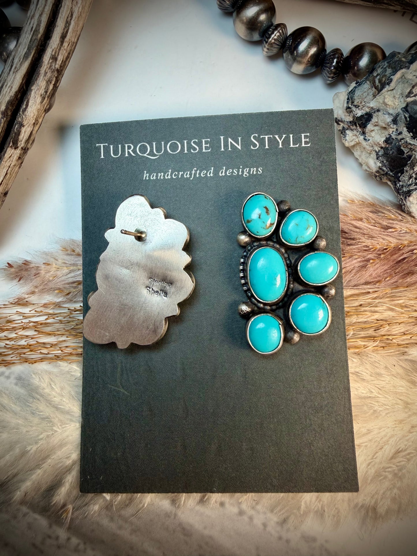 Bright Blue Cluster Earrings