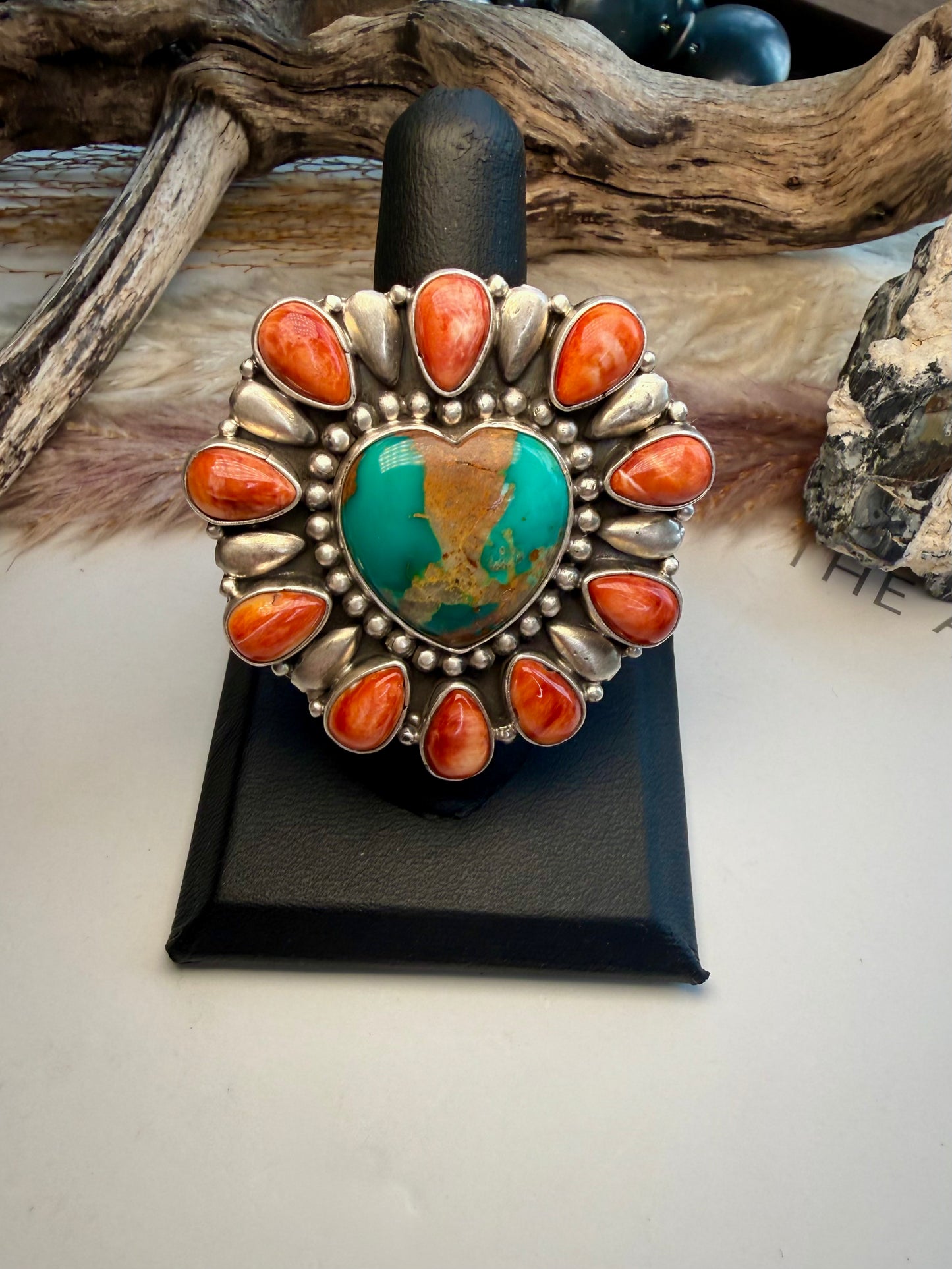 G James Royston & Red Spiny Heart Ring