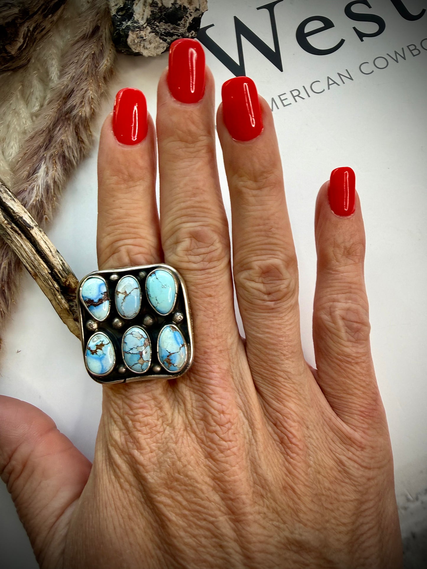 Six Stone Golden Hills Ring by Ella Peter- adjustable