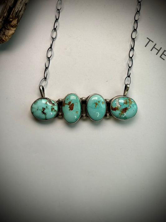 Ella Peter Four Stone Fox Turquoise Bar Necklace