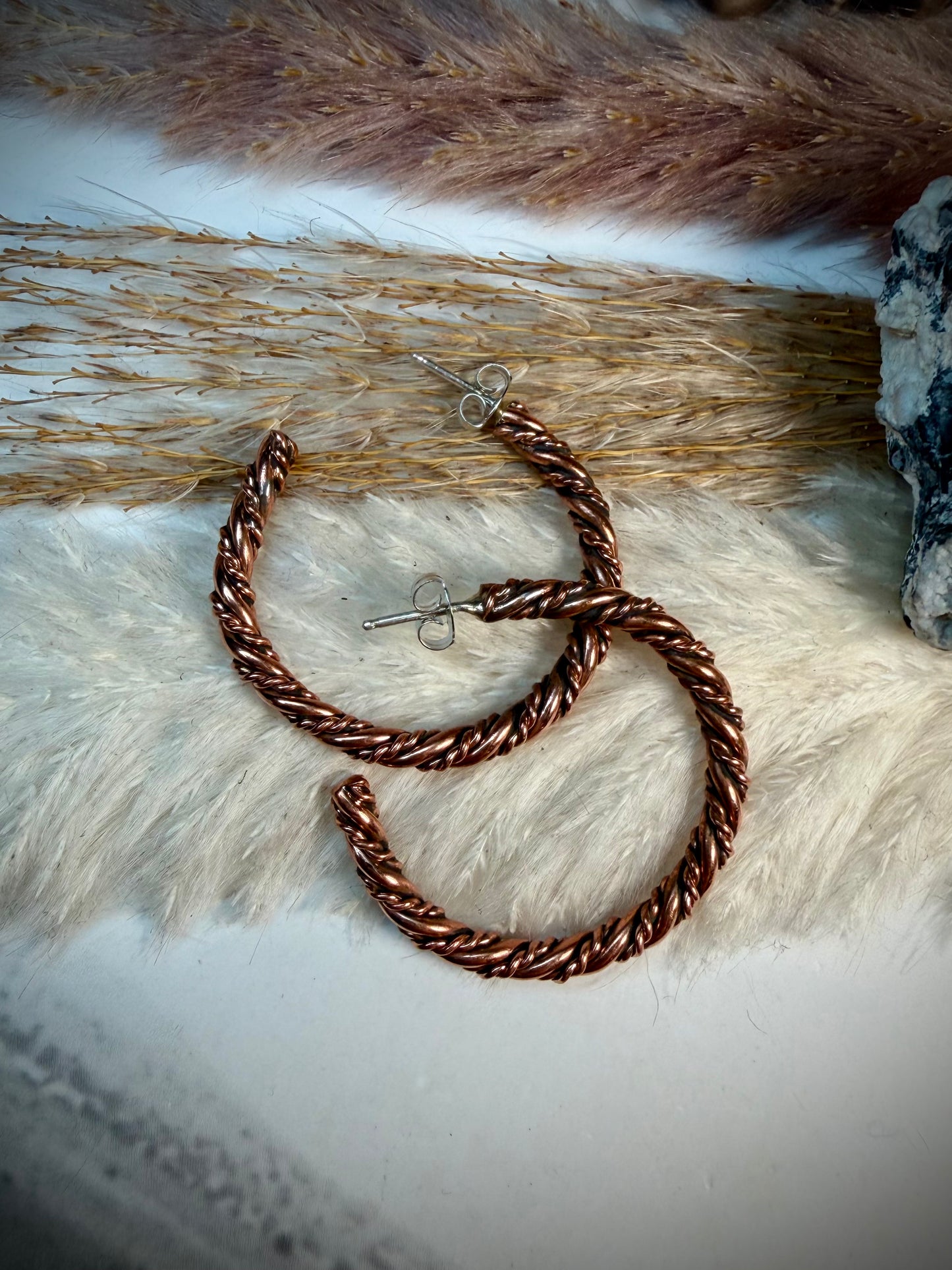 Twisted Copper Hoop Earrings