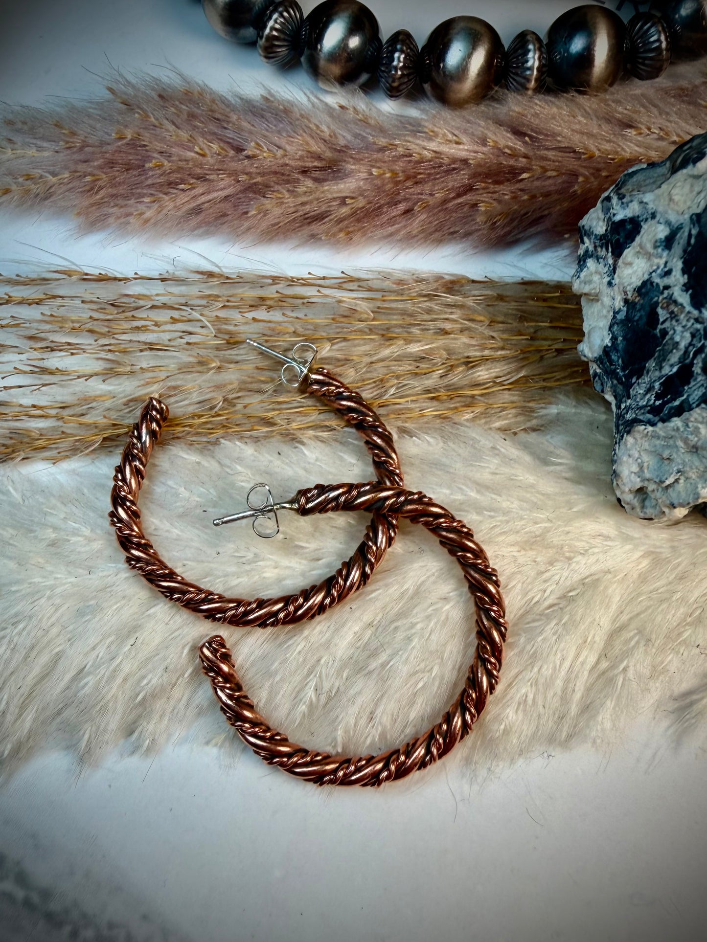 Twisted Copper Hoop Earrings