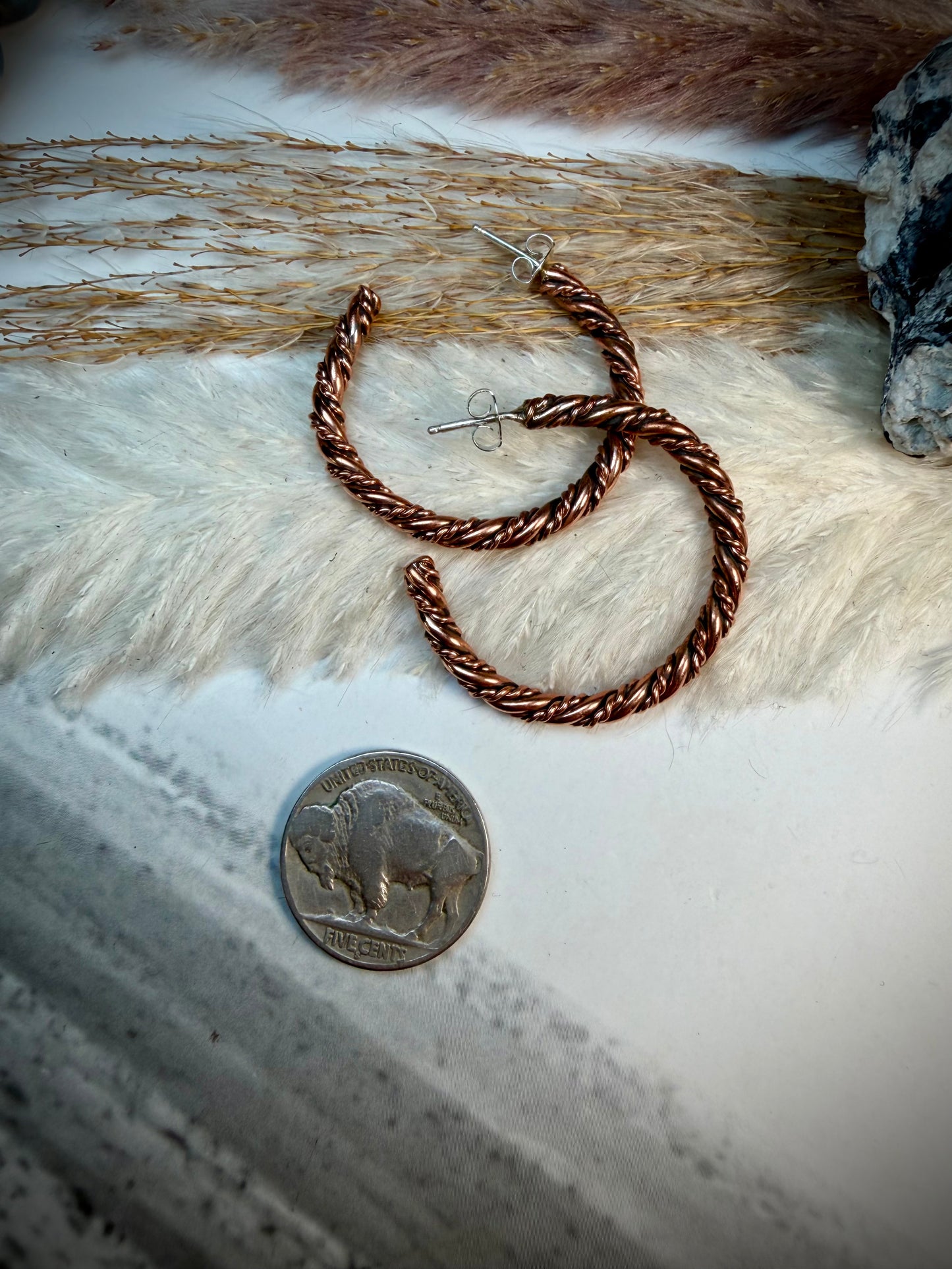 Twisted Copper Hoop Earrings