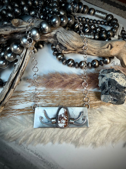 Wild Horse Stamped Bar Necklace
