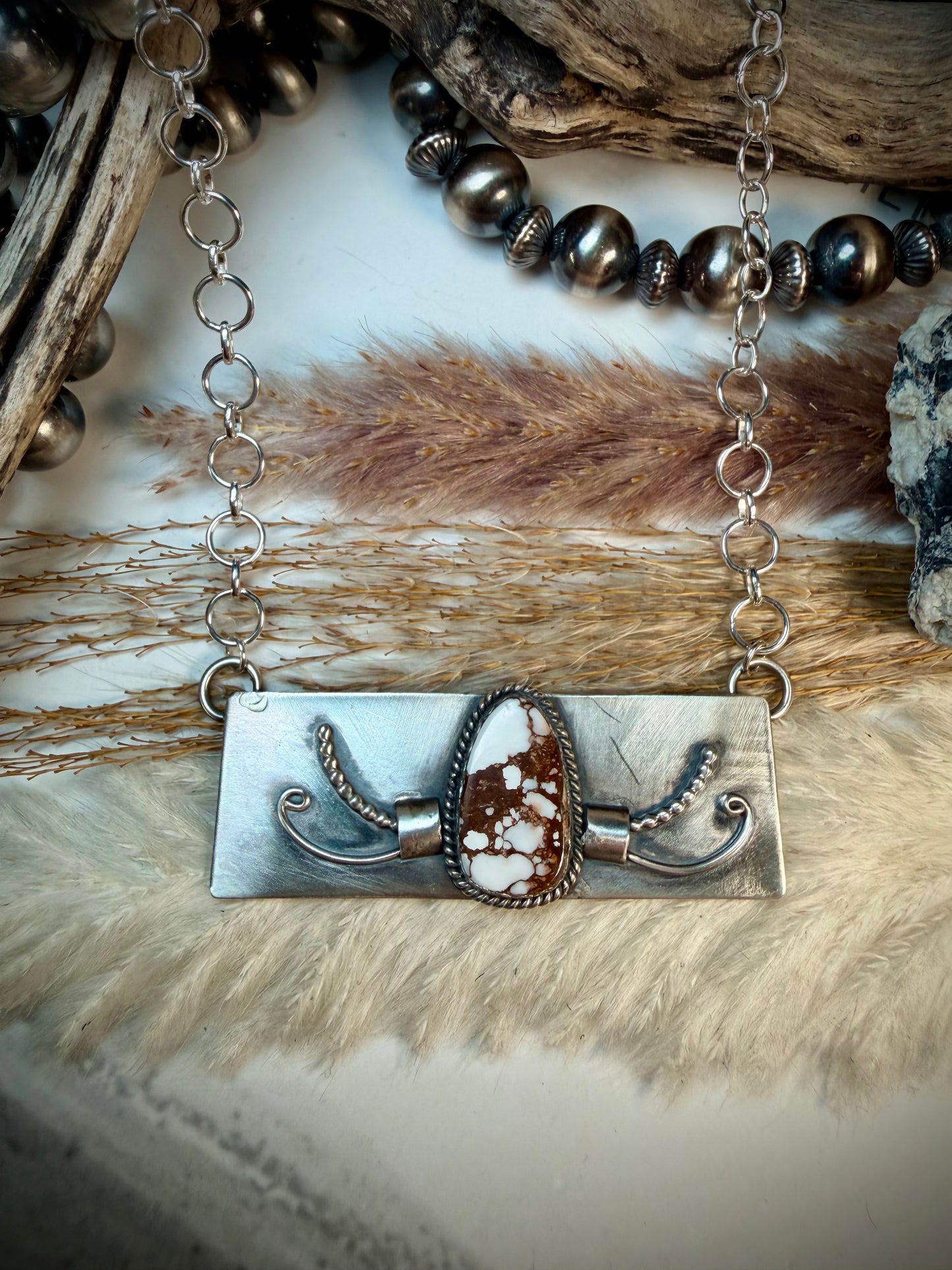 Wild Horse Stamped Bar Necklace