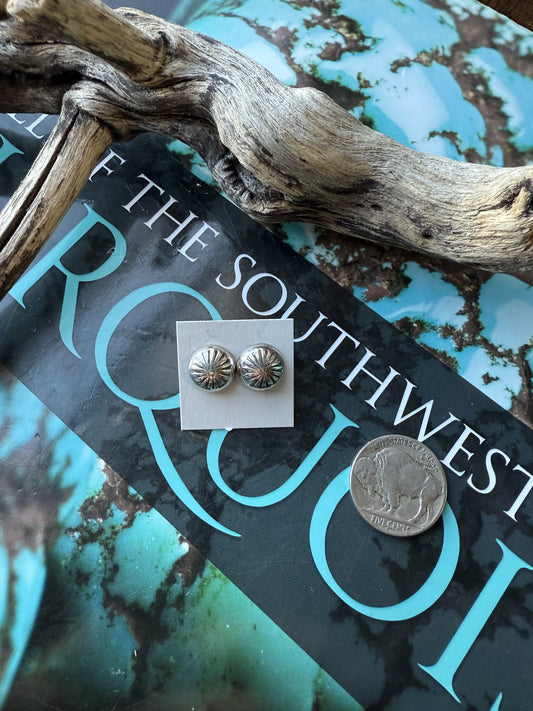 Stamped Pearl Studs