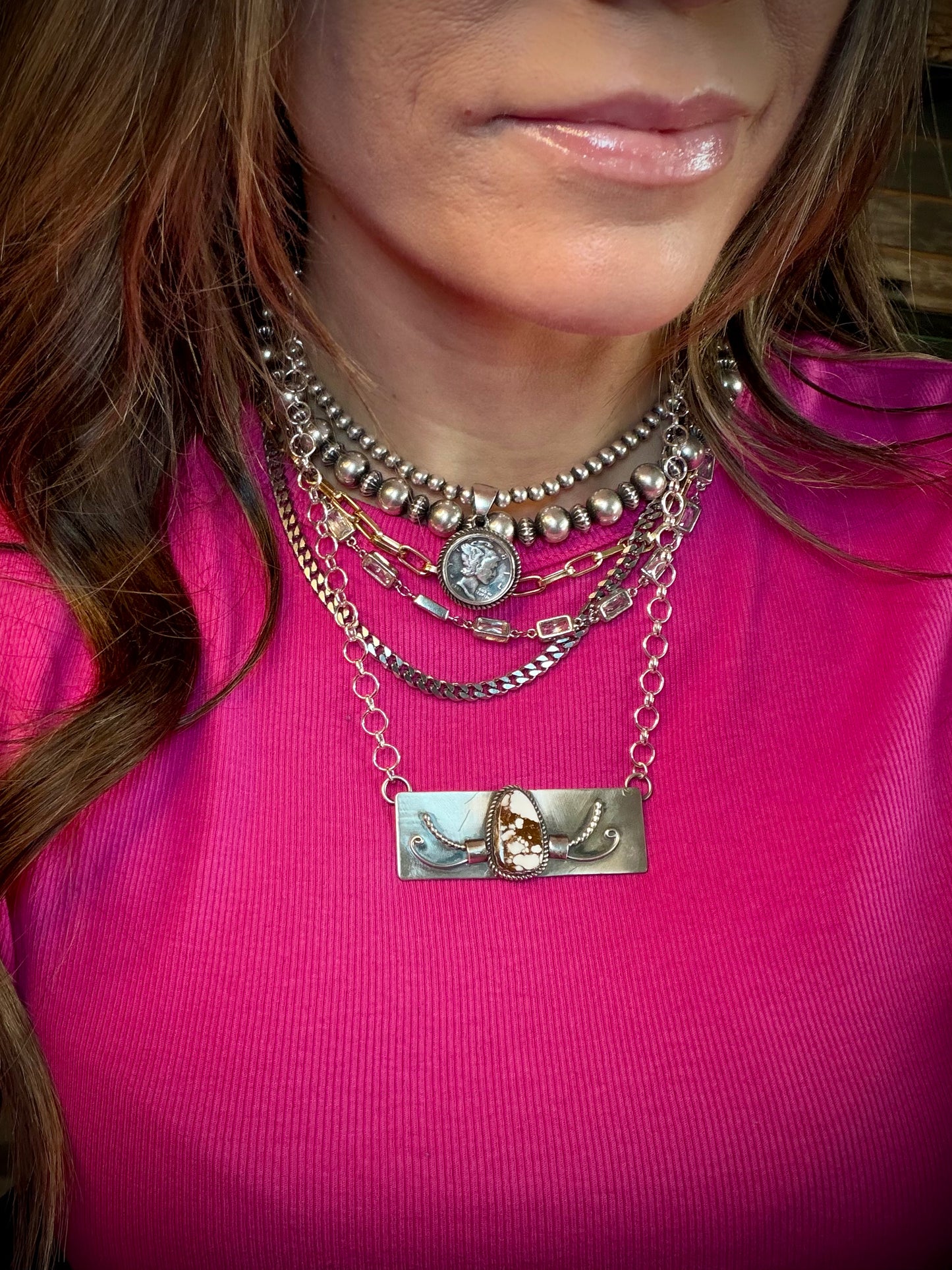 Wild Horse Stamped Bar Necklace