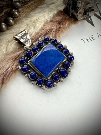 Lapis Cluster Pendant by Philbert Nez