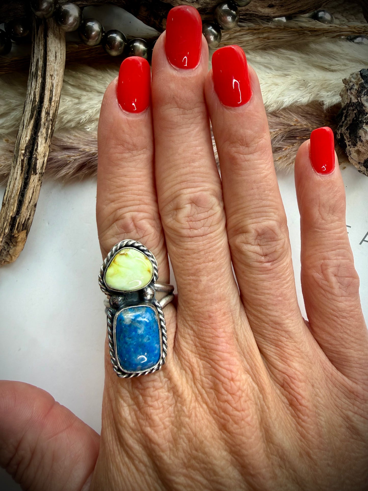 Boyd Ashley Denim Lapis & Palomino Ring- Adjustable