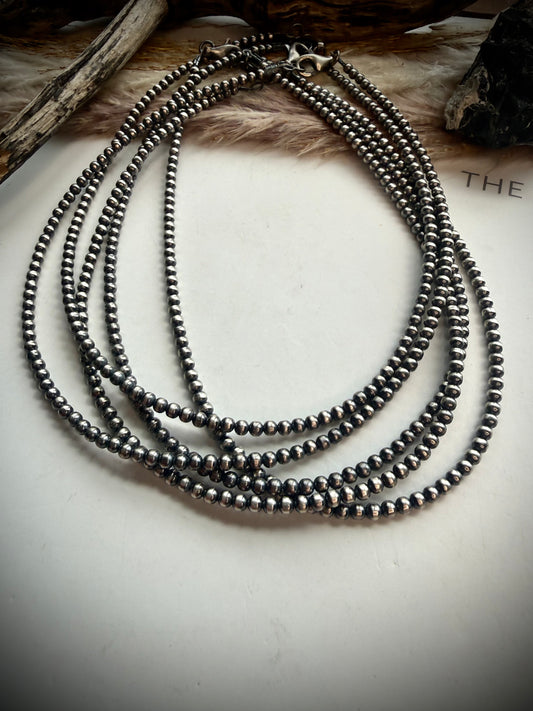 14" 4mm Sterling Silver Pearl Necklace