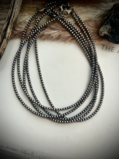 14" 3mm Sterling Pearl Necklace