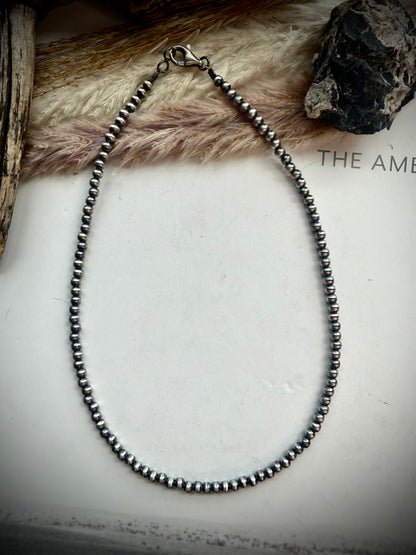 16" 4mm Sterling Silver Pearl Necklace