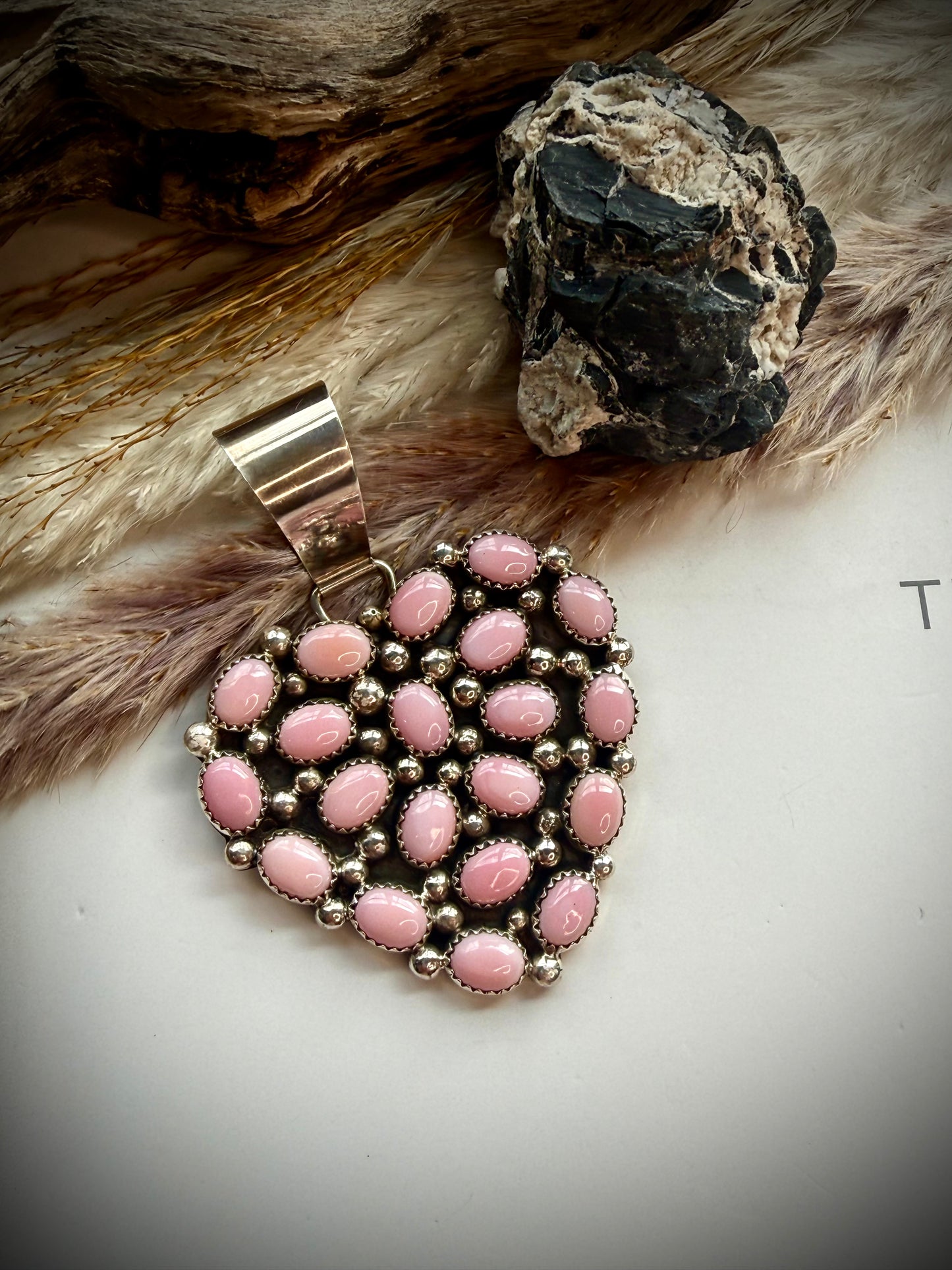 Pink Conch Heart Pendant