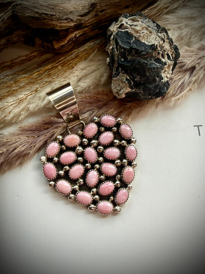 Pink Conch Heart Pendant