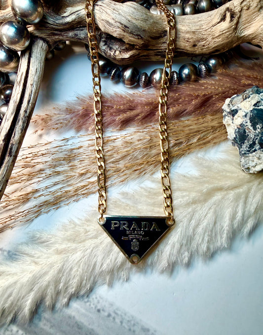 Gold & Black Prada Necklace