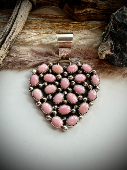 Pink Conch Heart Pendant