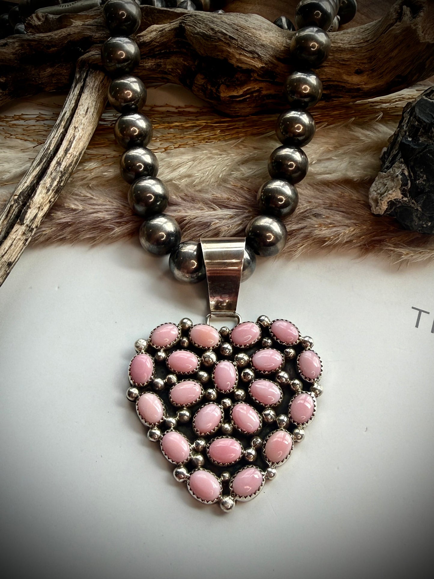 Pink Conch Heart Pendant