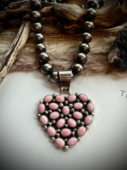 Pink Conch Heart Pendant