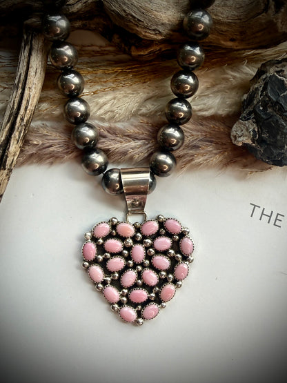 Pink Conch Heart Pendant