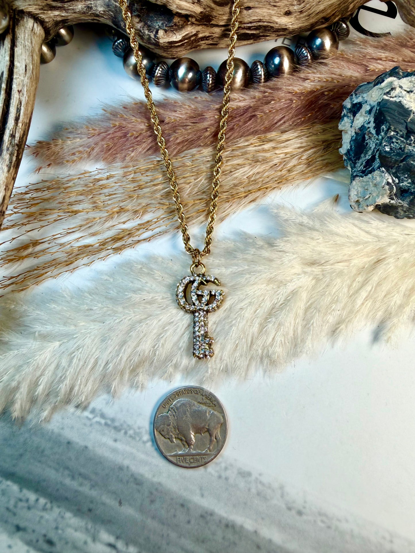 Repurposed Vintage GG Key Necklace