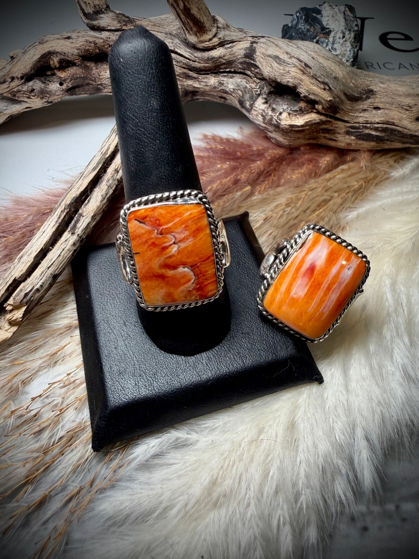 Gregg Yazzie Orange Spiny Rings
