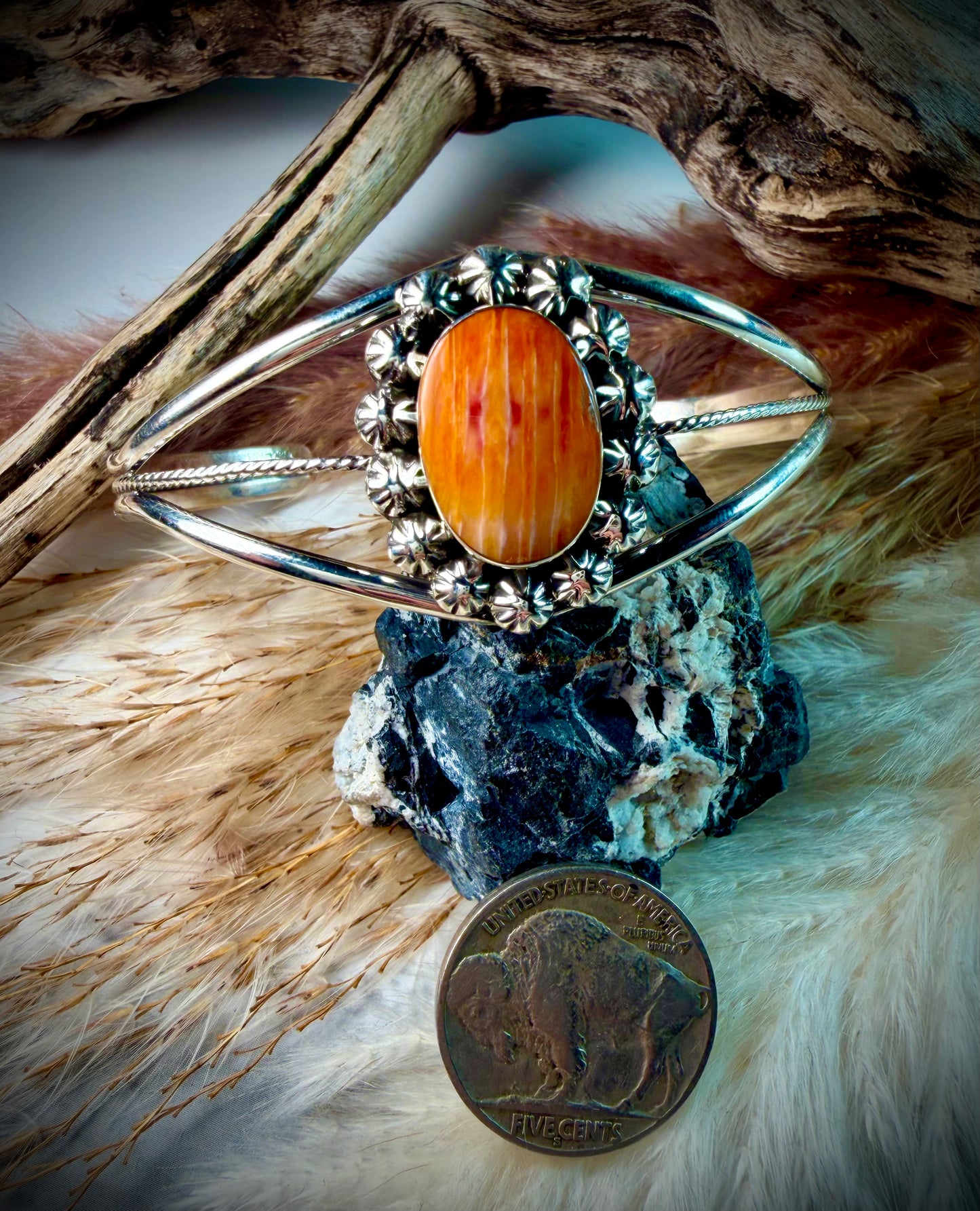 Gregg Yazzie Orange Spiny Cuff