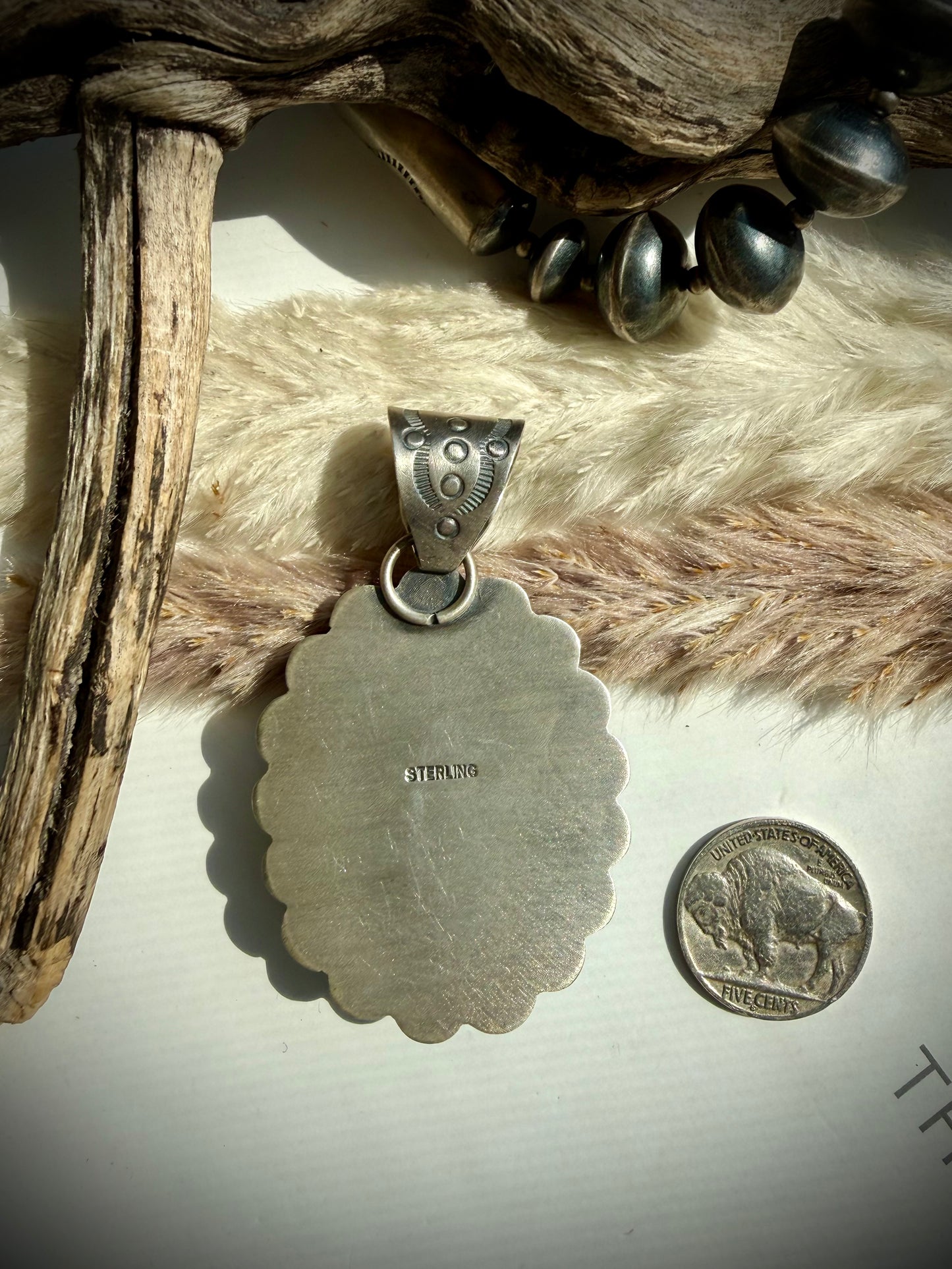 Pink Conch & Sleeping Beauty Turquoise Pendant