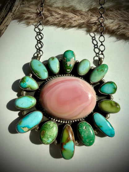 Pink Conch & Sonoran Cluster Necklace