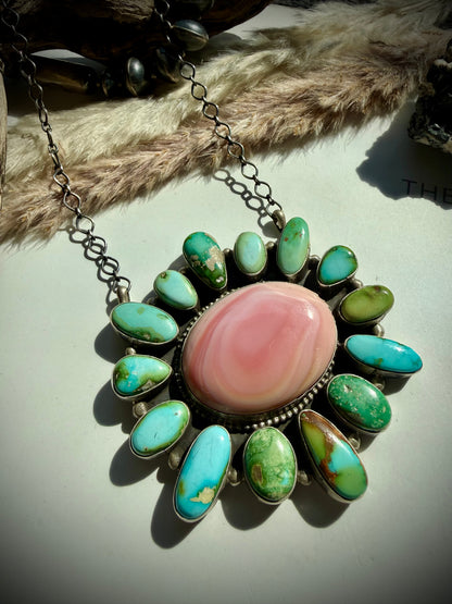 Pink Conch & Sonoran Cluster Necklace