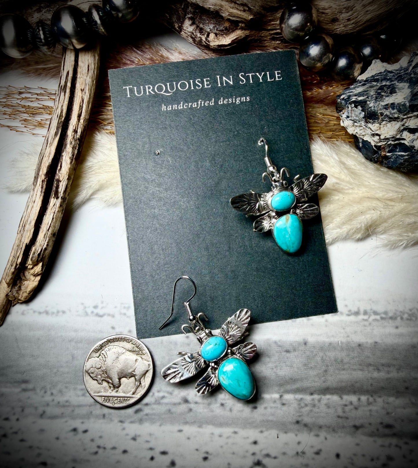 Royston Bee Dangle Earrings by Lucille Platero