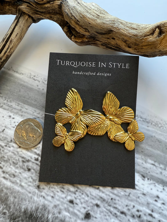Golden Butterfly Earrings