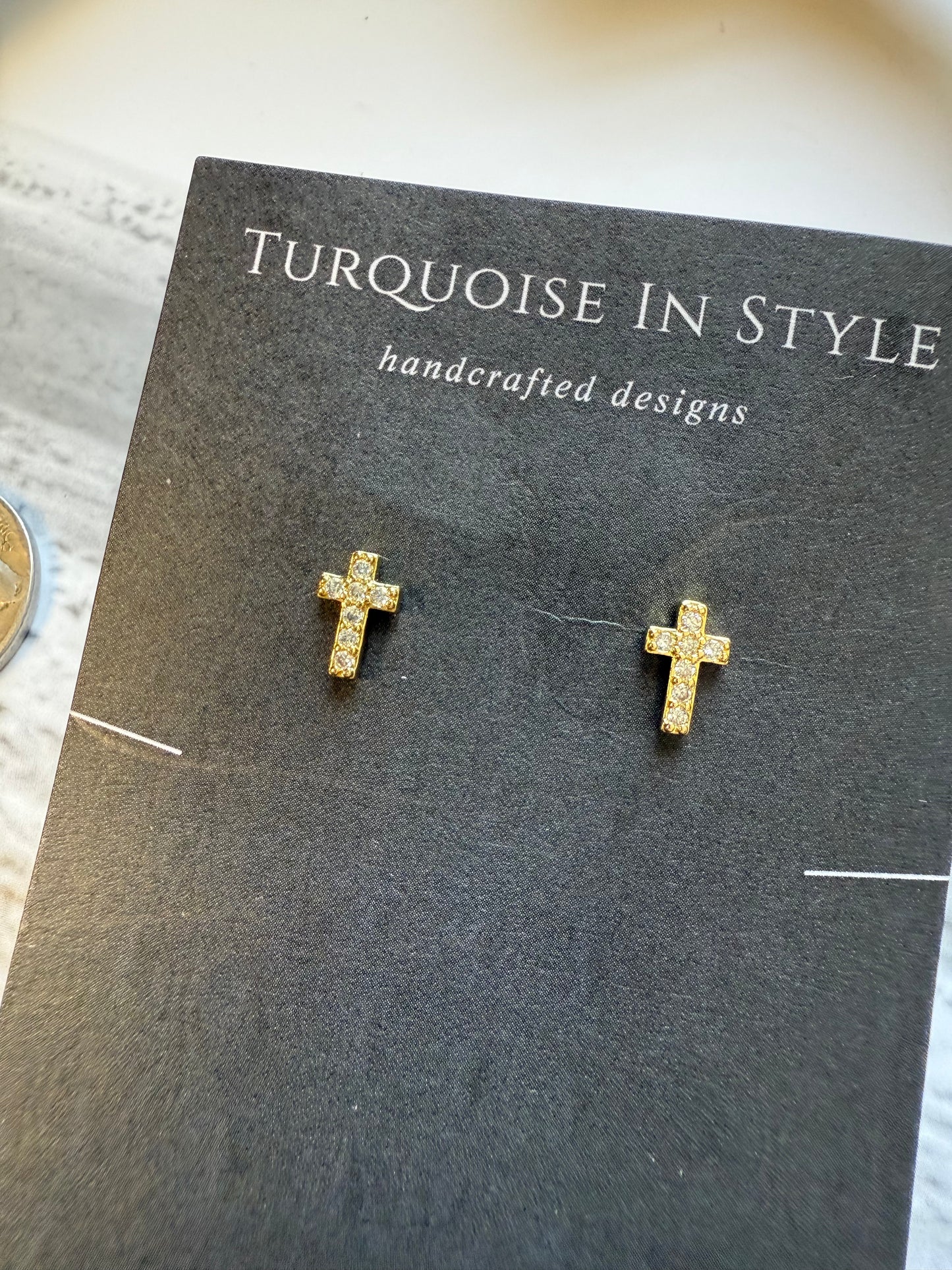 Crystal Cross Studs