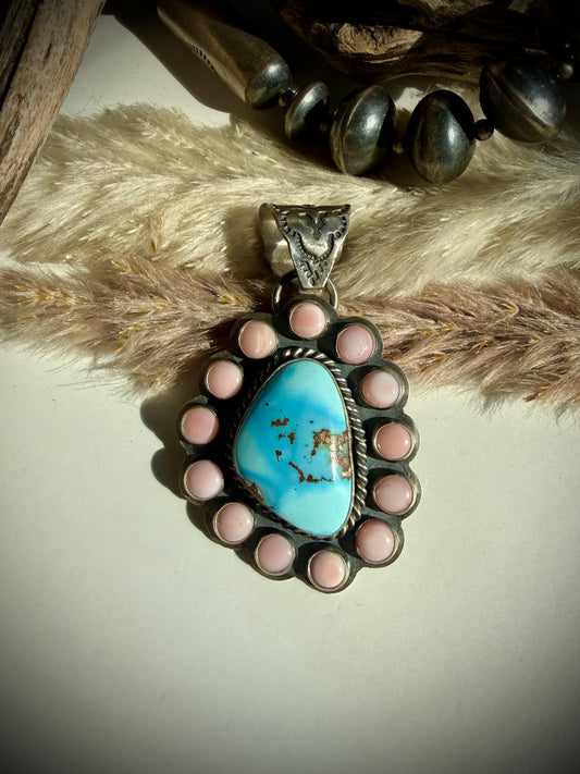 Golden Hills and Pink Conch Pendant