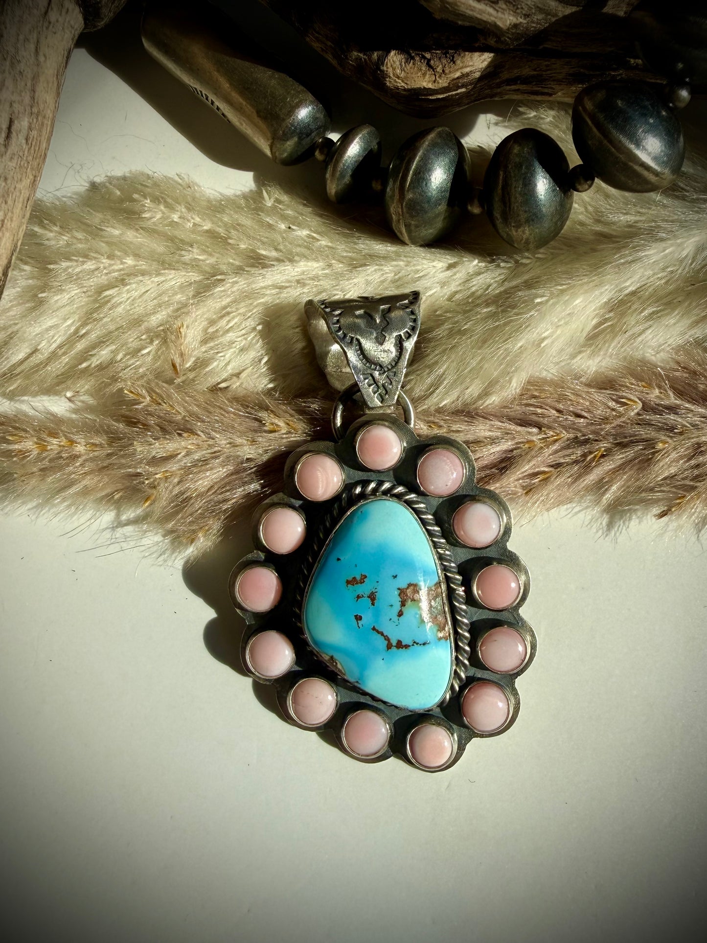 Golden Hills and Pink Conch Pendant