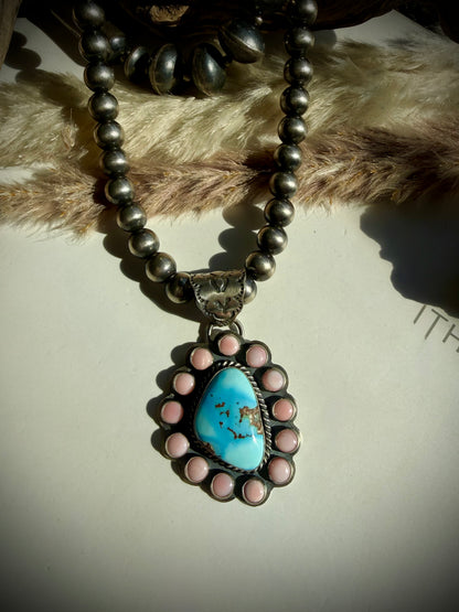 Golden Hills and Pink Conch Pendant