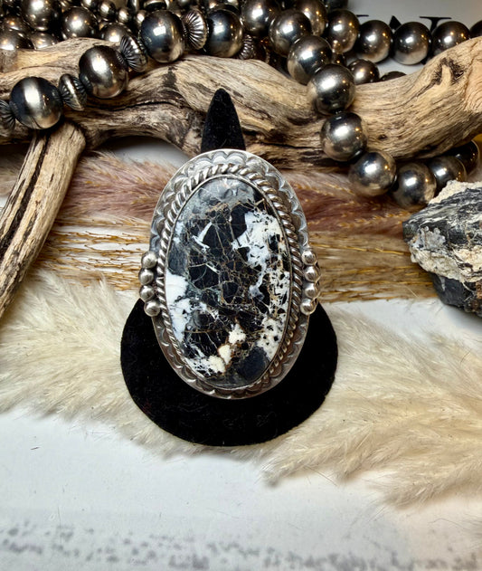 Adjustable White Buffalo Ring